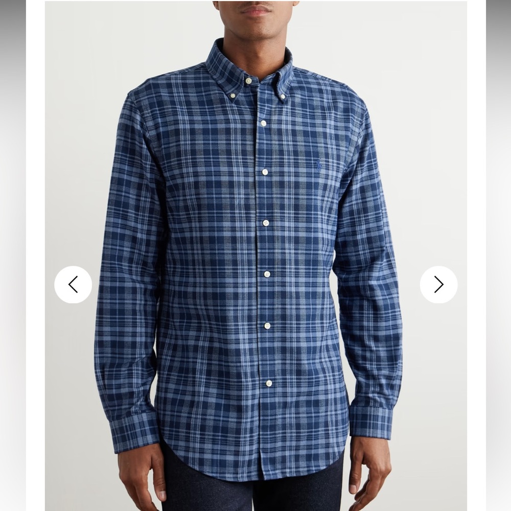 Ralph Lauren flannel plaid button down collar men’s size medium